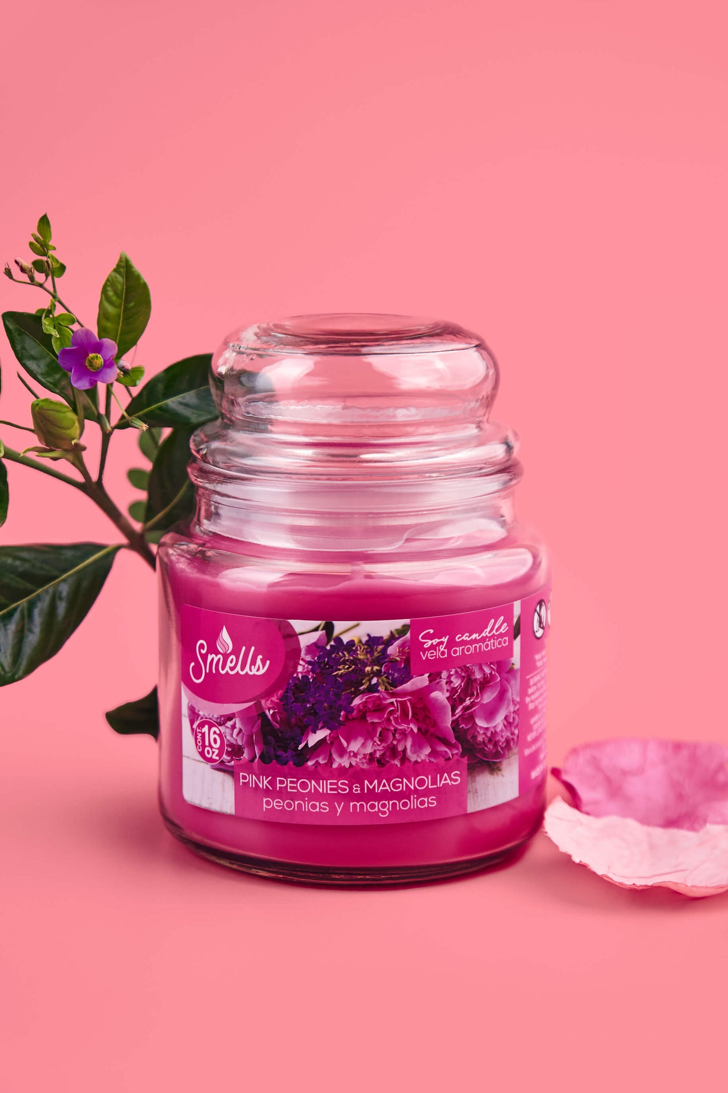 Pink Peonies & Magnolias Single Wick Scented Candle, 16 oz