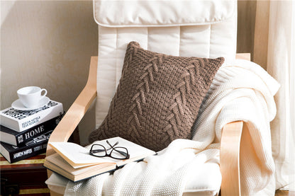 Coarse wool knitted cushion