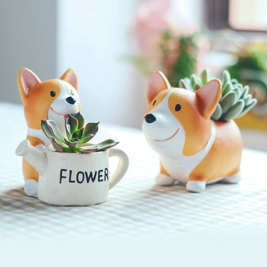 Creative Resin Corgi Succulent Plant Pots Mini Flower Pot 1pc