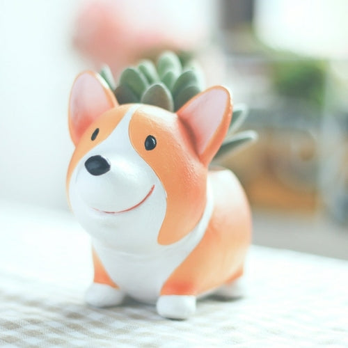 Creative Resin Corgi Succulent Plant Pots Mini Flower Pot 1pc