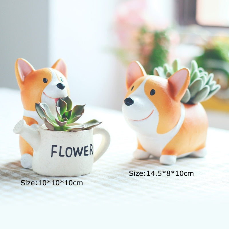 Creative Resin Corgi Succulent Plant Pots Mini Flower Pot 1pc