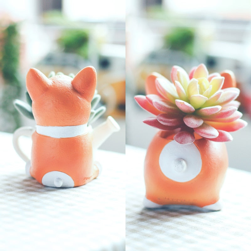 Creative Resin Corgi Succulent Plant Pots Mini Flower Pot 1pc