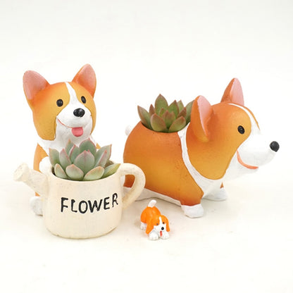 Creative Resin Corgi Succulent Plant Pots Mini Flower Pot 1pc