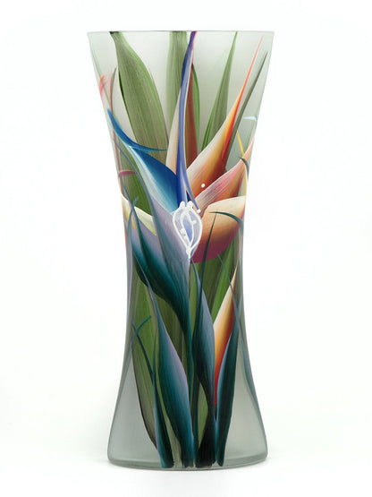 Handpainted Glass Vase for Flowers | Strelitzia Art | Home Room Decor