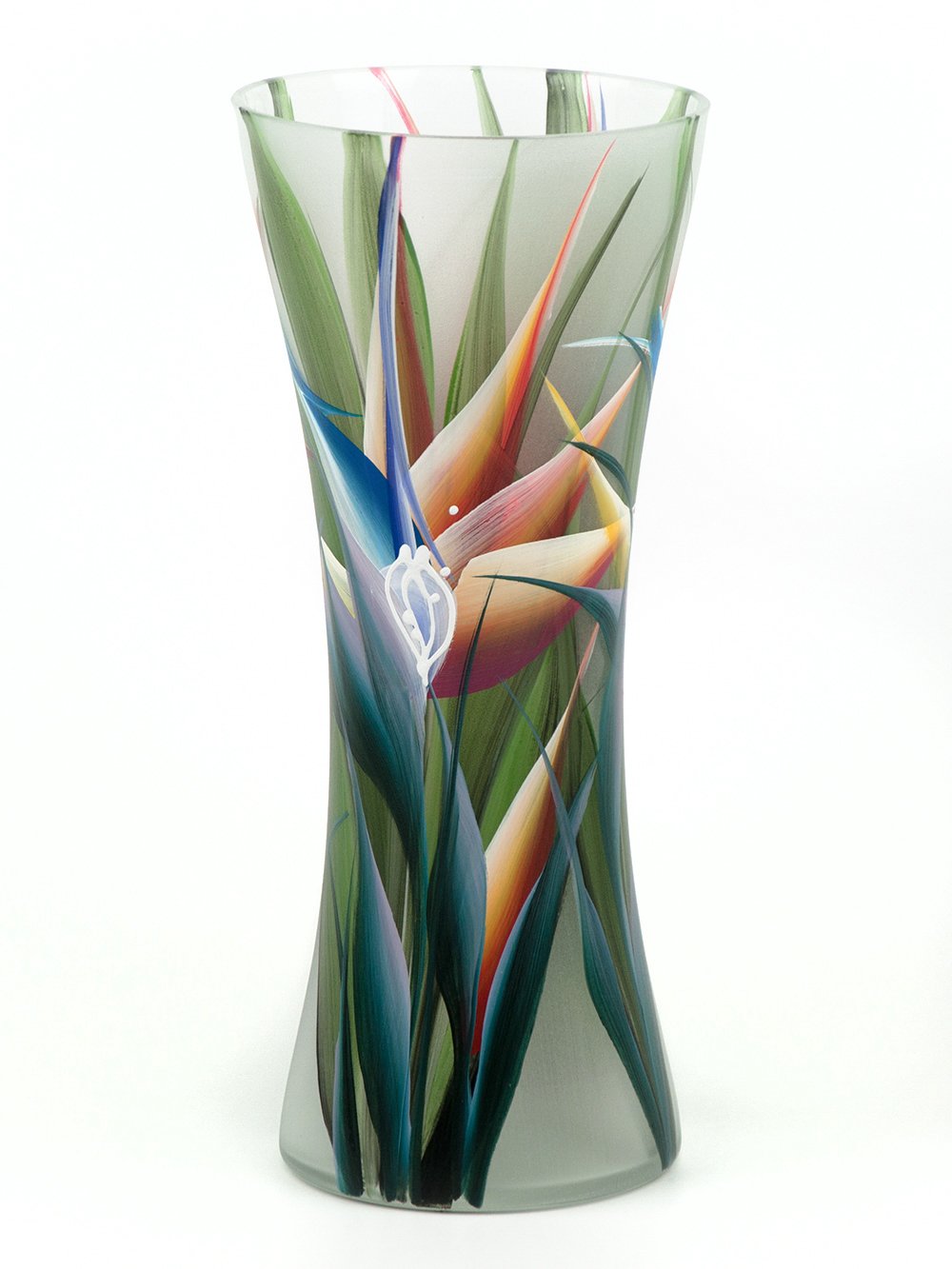 Handpainted Glass Vase for Flowers | Strelitzia Art | Home Room Decor