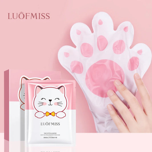 Niacinamide Goat Milk Rejuvenation Cat Hand Mask Moisturizing Whitening Tender Skin Care Exfoliating Calluses Repairing Cuticles