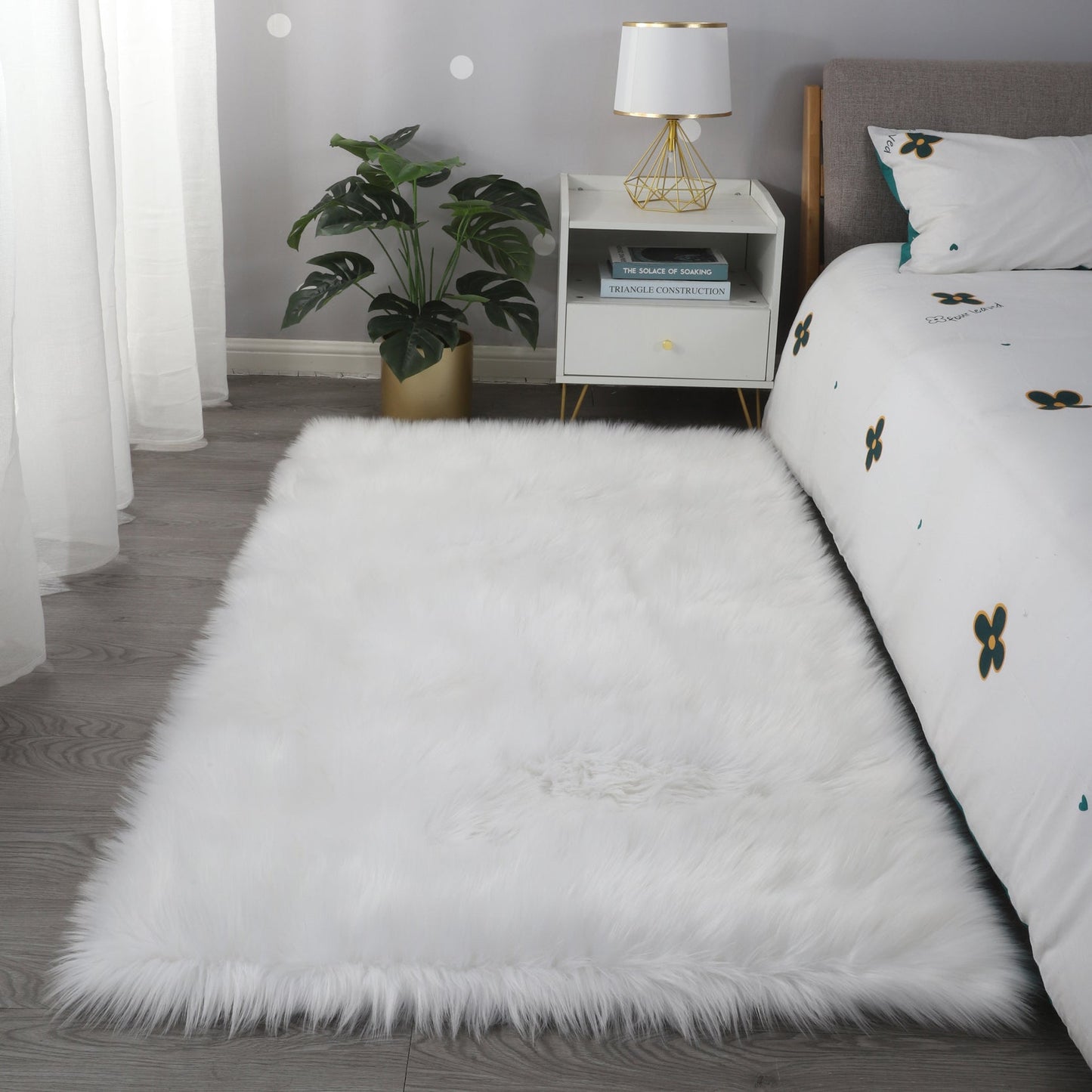 Cozy Ultra Soft Fluffy Faux Fur White Area Rug