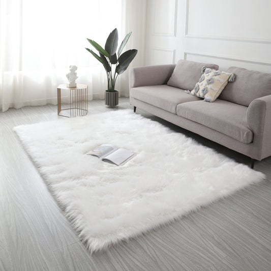 Cozy Ultra Soft Fluffy Faux Fur White Area Rug