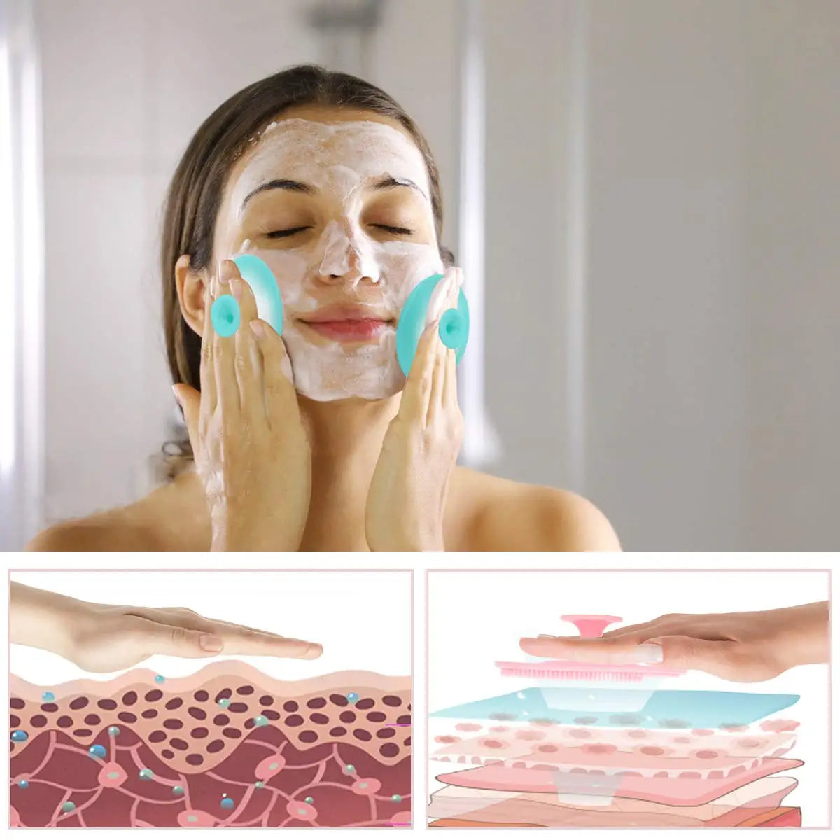 Silicone Lip Exfoliating Facial Cleansing Brush Face Scrub Nose Clean Brush Blackhead Remover Double-Sided Beauty Skin Care Tool