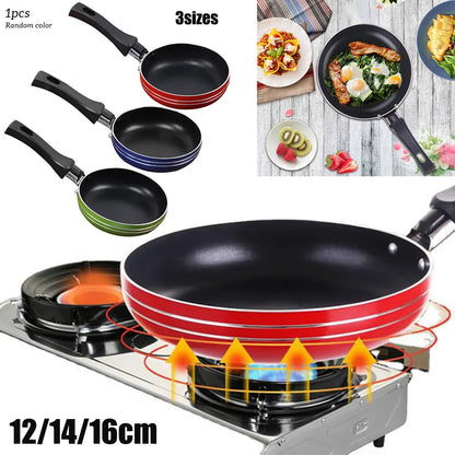 Mini Frying Pan Non-Stick Thickened Stainless Steel Frypan Pot Fried Eggs Saucepan Random Color Kitchen Cookware 12cm/14cm/16cm