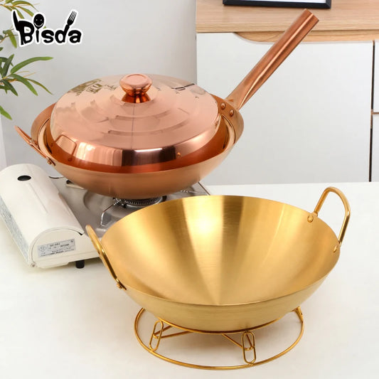 Stainless Steel Fried Pot Non-coating Pans With Lid Non-stick Cookware For Gas Kitchen Pot