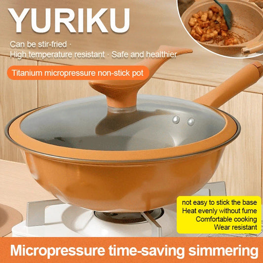 Multifunctional transparent glass micropressure clay wok flat bottom nonstick titanium health pot