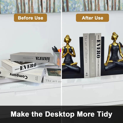 Decorative Bookends Unique Heavy Duty Bookend Holder Decor Non Skid Resin Book Ends Book Stopper for Shelves Study Office