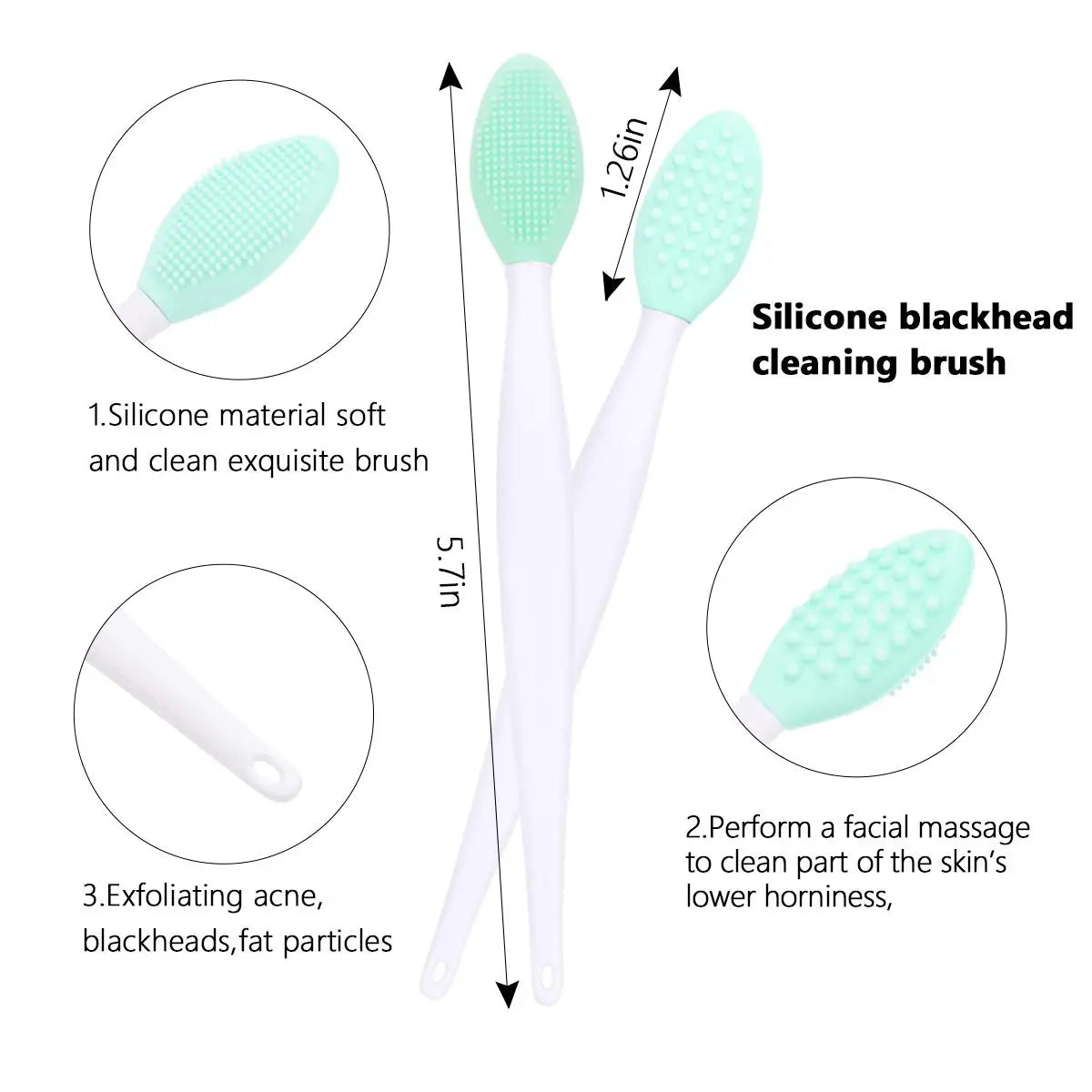 Silicone Lip Exfoliating Facial Cleansing Brush Face Scrub Nose Clean Brush Blackhead Remover Double-Sided Beauty Skin Care Tool