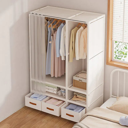 Nordic Dustproof Wardrobe Multi-Layer Household Bedroom with Drawer Clothing Quilt Bag Storage Cabinet Debris Organizer Shelves