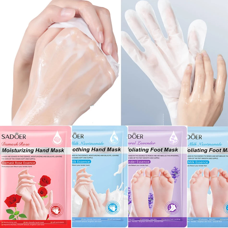 Nicotinamide Repairing Hand Mask Lavender Moisturizing Gloves Masks Treatment Moisture Enhancing Gloves for Dry Cracked Hands