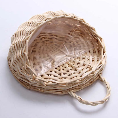 Hand Made Wicker Rattan Flower Planter Wall Hanging Wicker Rattam Basket Garden Vine Pot Plants Holder Garden Pots Wall Planter