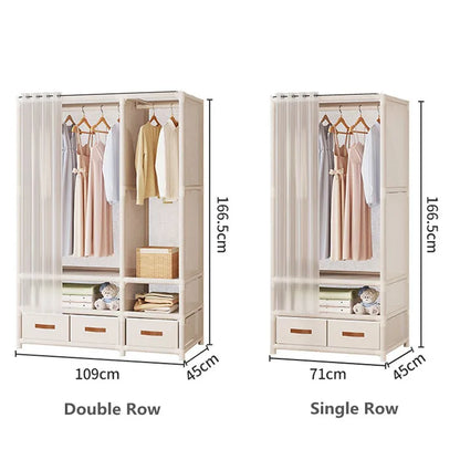 Nordic Dustproof Wardrobe Multi-Layer Household Bedroom with Drawer Clothing Quilt Bag Storage Cabinet Debris Organizer Shelves