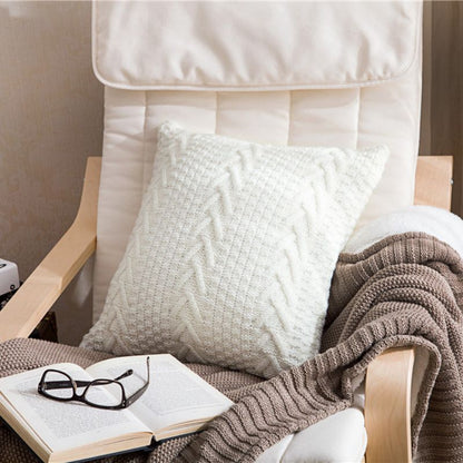 Coarse wool knitted cushion