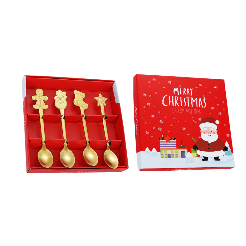 Unique Stainless Steel Christmas Tableware Spoon Gift Set