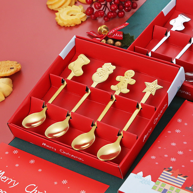 Unique Stainless Steel Christmas Tableware Spoon Gift Set