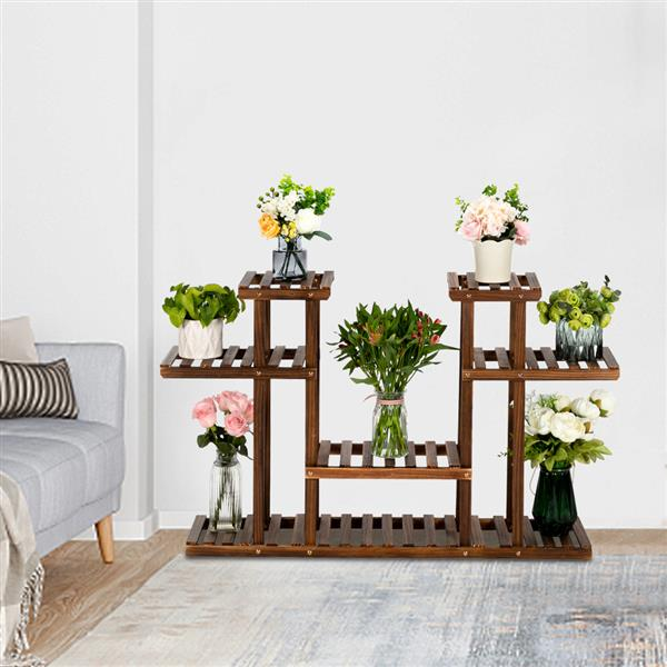 Multi-Function Carbonized Wood Plant Stand