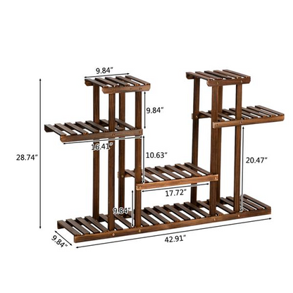 Multi-Function Carbonized Wood Plant Stand