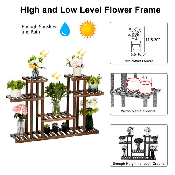 Multi-Function Carbonized Wood Plant Stand