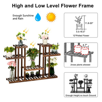 Multi-Function Carbonized Wood Plant Stand