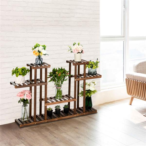 Multi-Function Carbonized Wood Plant Stand