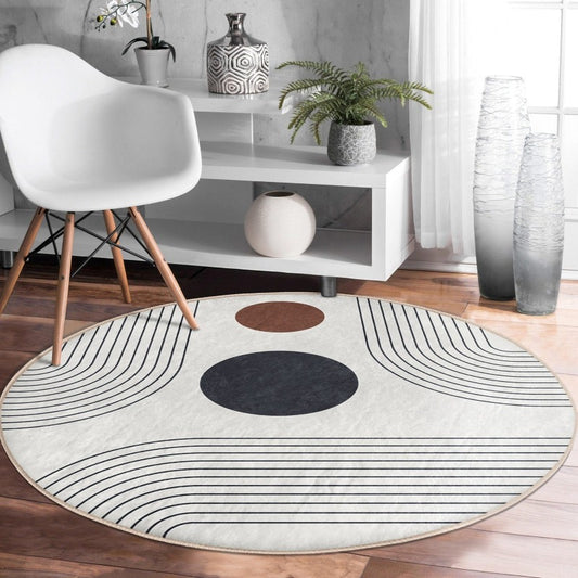 Abstract Round Rug Minimalist Carpet