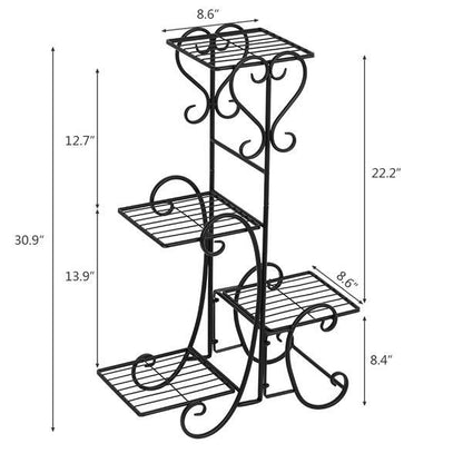 Flower Metal Garden Flower Potted Square Stand Flower Pot Rack 4