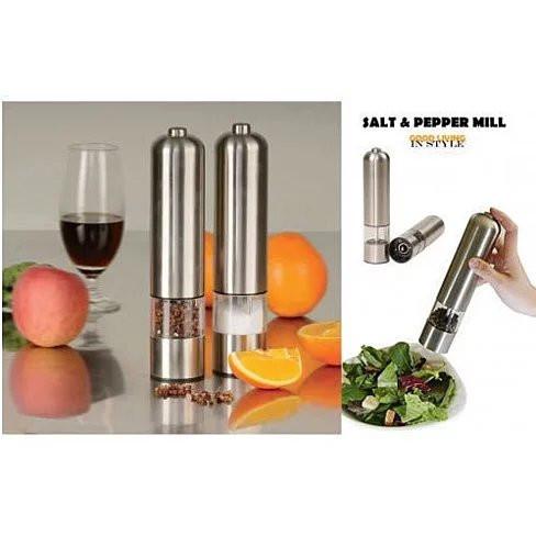 You and Me Salt or Pepper Mills With Electric Dispenser In Stainless